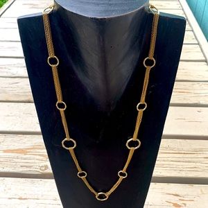 Anne Klein gold multi chain necklace long bamboo circular